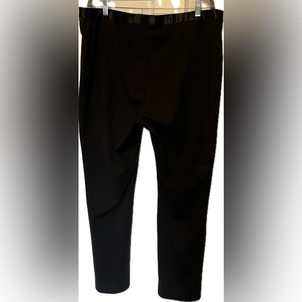 Ruby Rd Black Stretch Pull On Dress Pants with ribbon detail on waist Size 18